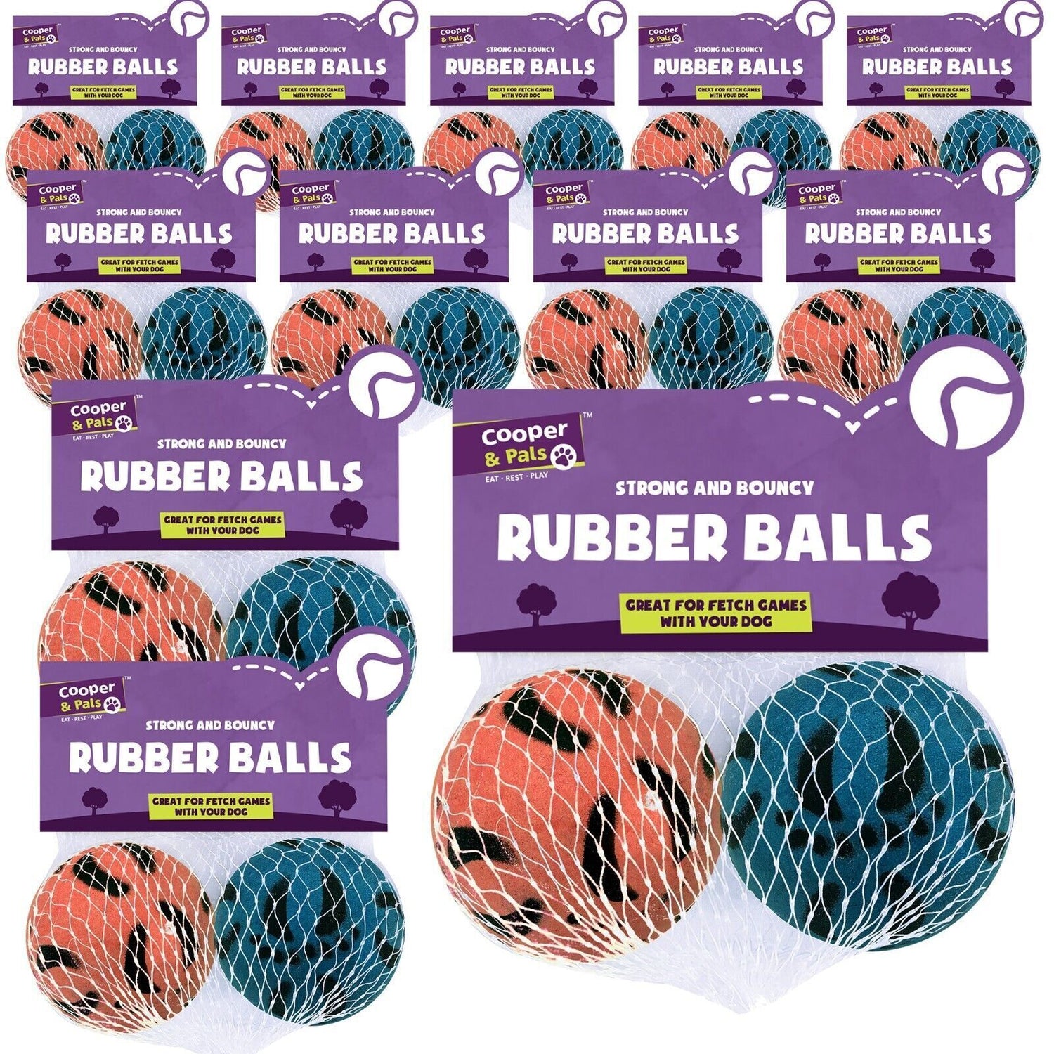 Rubber Dog Balls (6-24) - Durable Bouncy Play Balls for Puppies and Pets - Ideal for Fetch and Chewing Activities