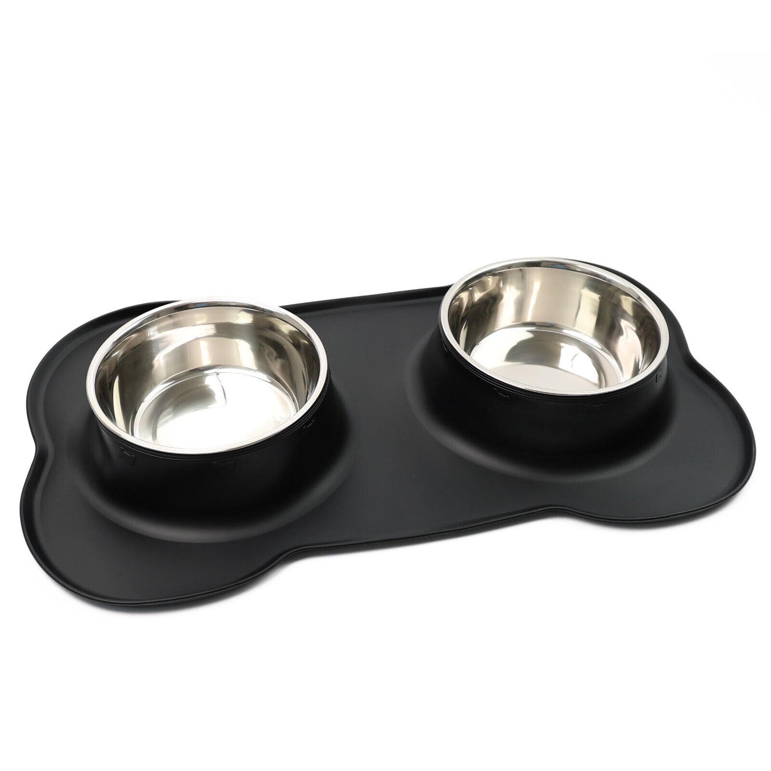 Stainless Steel Double Pet Bowl Set with Non-Slip Base for Food and Water