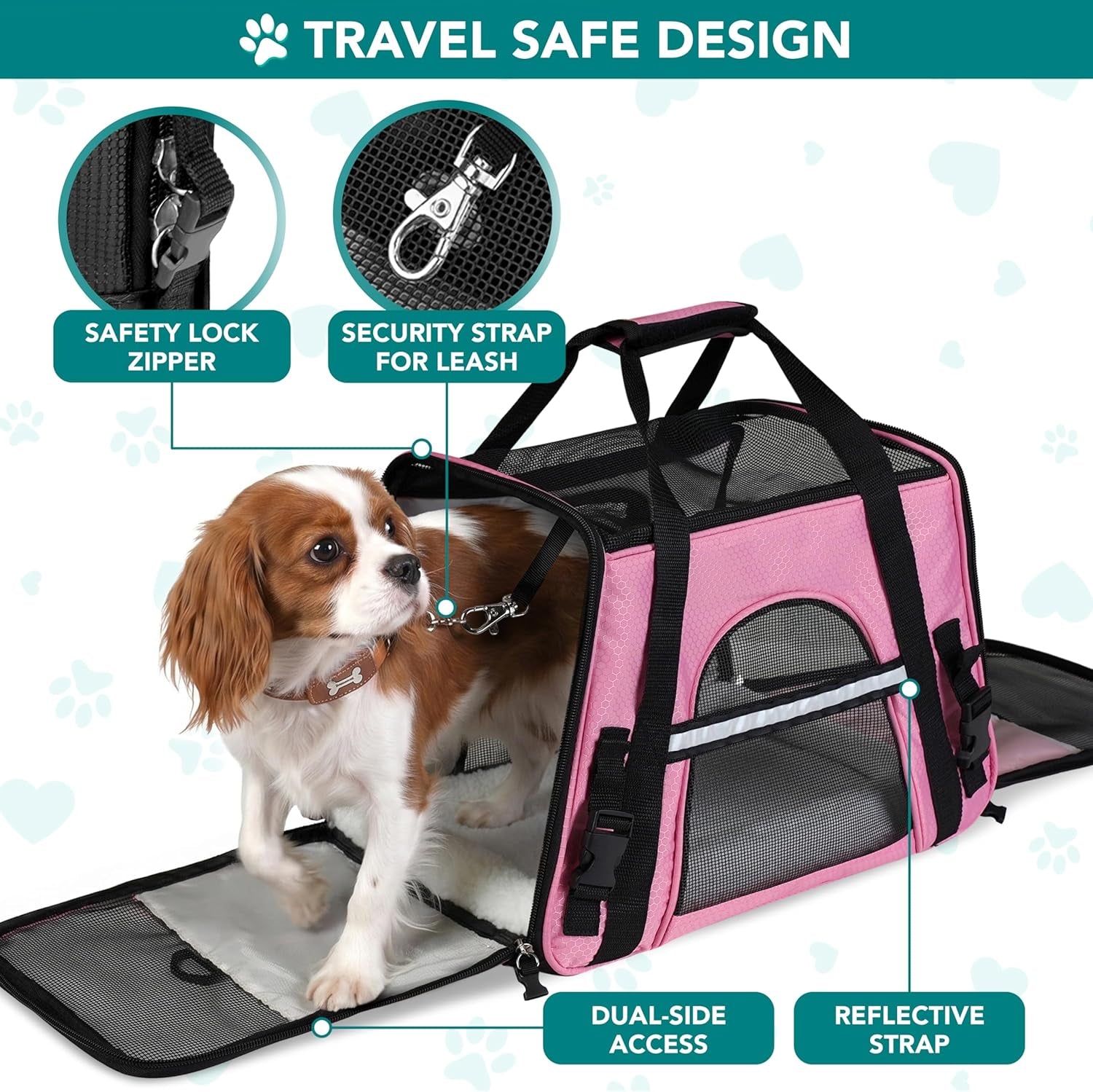 Airline-Approved Soft-Sided Pet Carrier for Cats and Small Dogs, Ventilated Travel Bag for Indoor Cats, Medium to Large Kittens and Puppies, Large Pink